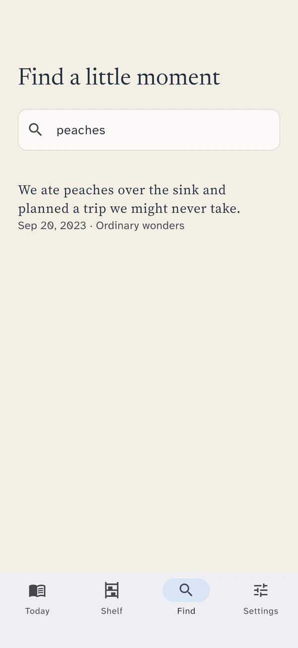 Searching Yearshelf for a word and finding a matching entry from an earlier year
